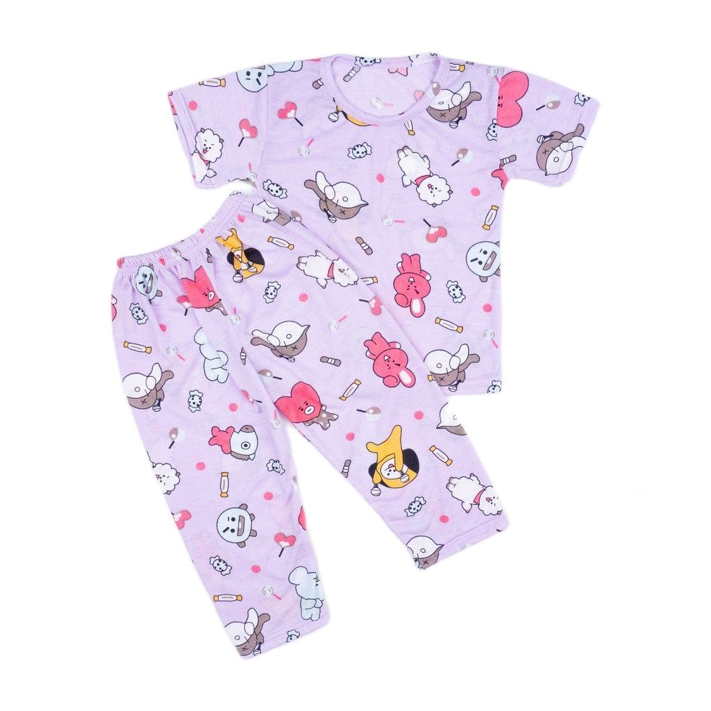 ZASKIYA - Set Anak / Setelan Baju Celana Pendek &amp; Panjang / Kaos Anak Motif Karakter