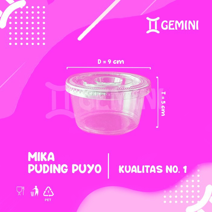 50 Pcs - Mika Puyo Cup Puding Pack Mika Jelly Agar Agar Bening Murah