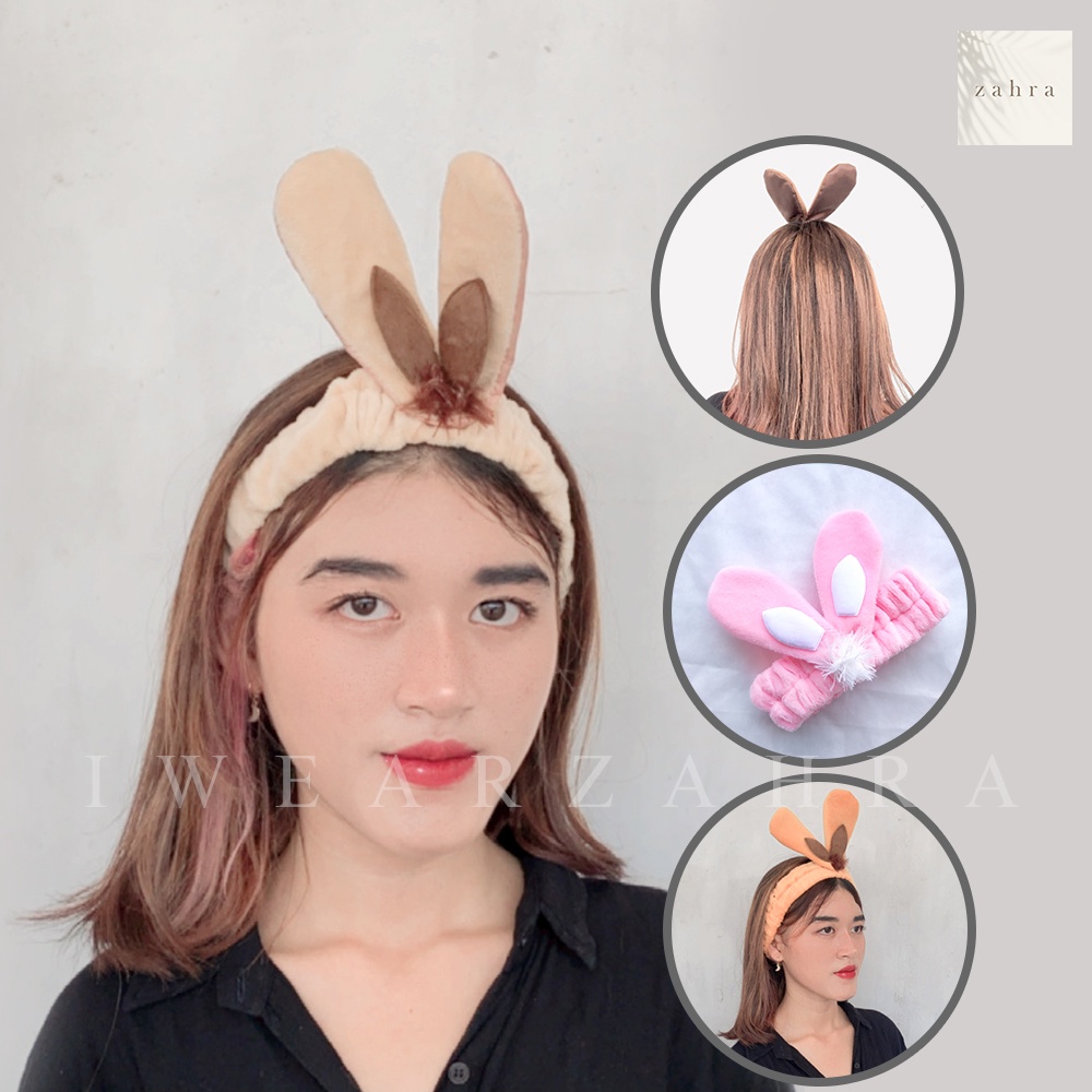 BANDANA BUNNY PANJANG - Bando Bulu Mandi Facial Aksesoris Accessories Wanita Scrunchie Ikat Rambut