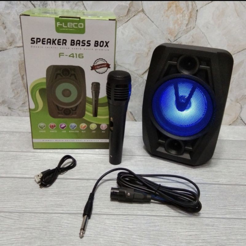 Speaker Portabl Bluetooh Fleco F-416 Free Mic - Spiker Bluetooth F-416
