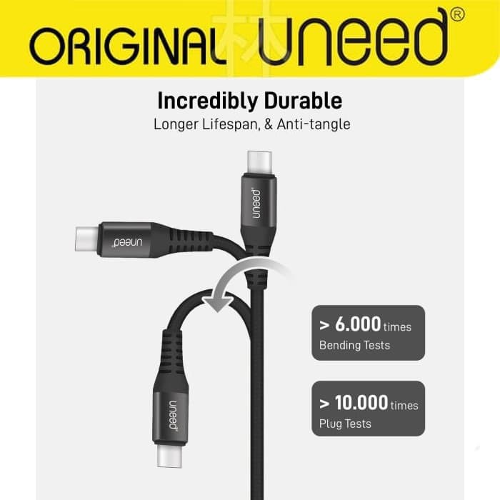 UNEED UCB43i Nylon Braided Kabel Data Lightning 1M Max Current 2.1A