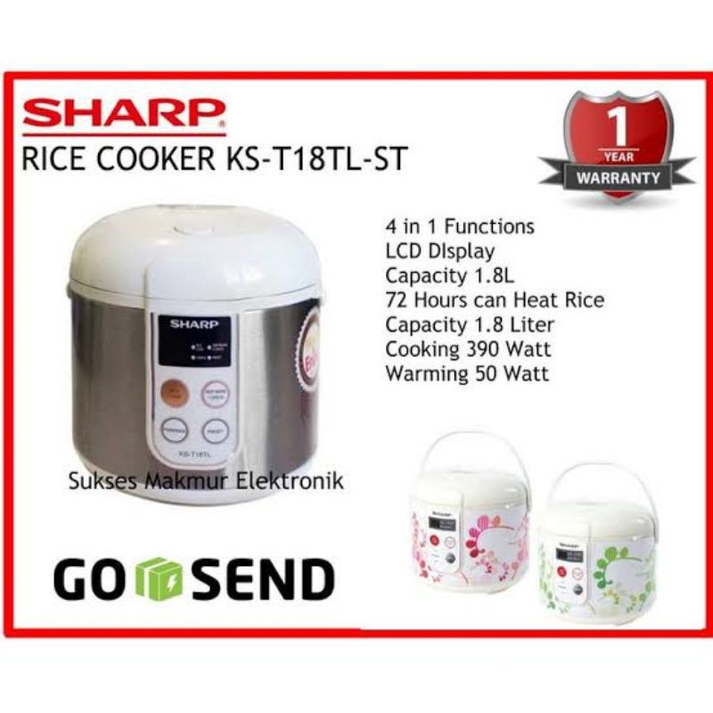 SHARP KS T18TL KST18TL MAGIC COM RICE COOKER DIGITAL 4 IN 1 1,8 1.8 LITER ANTI LENGKET GORES GARANSI