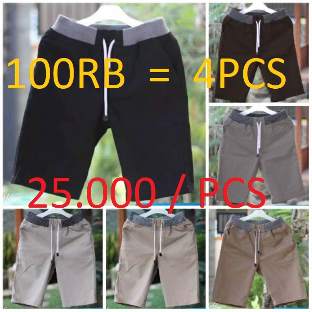 [ 100 DAPAT 4pcs ] CELANA CHINO POLOS PENDEK/CELANA CHINOS PENDEK/CELANA RIP PENDEK