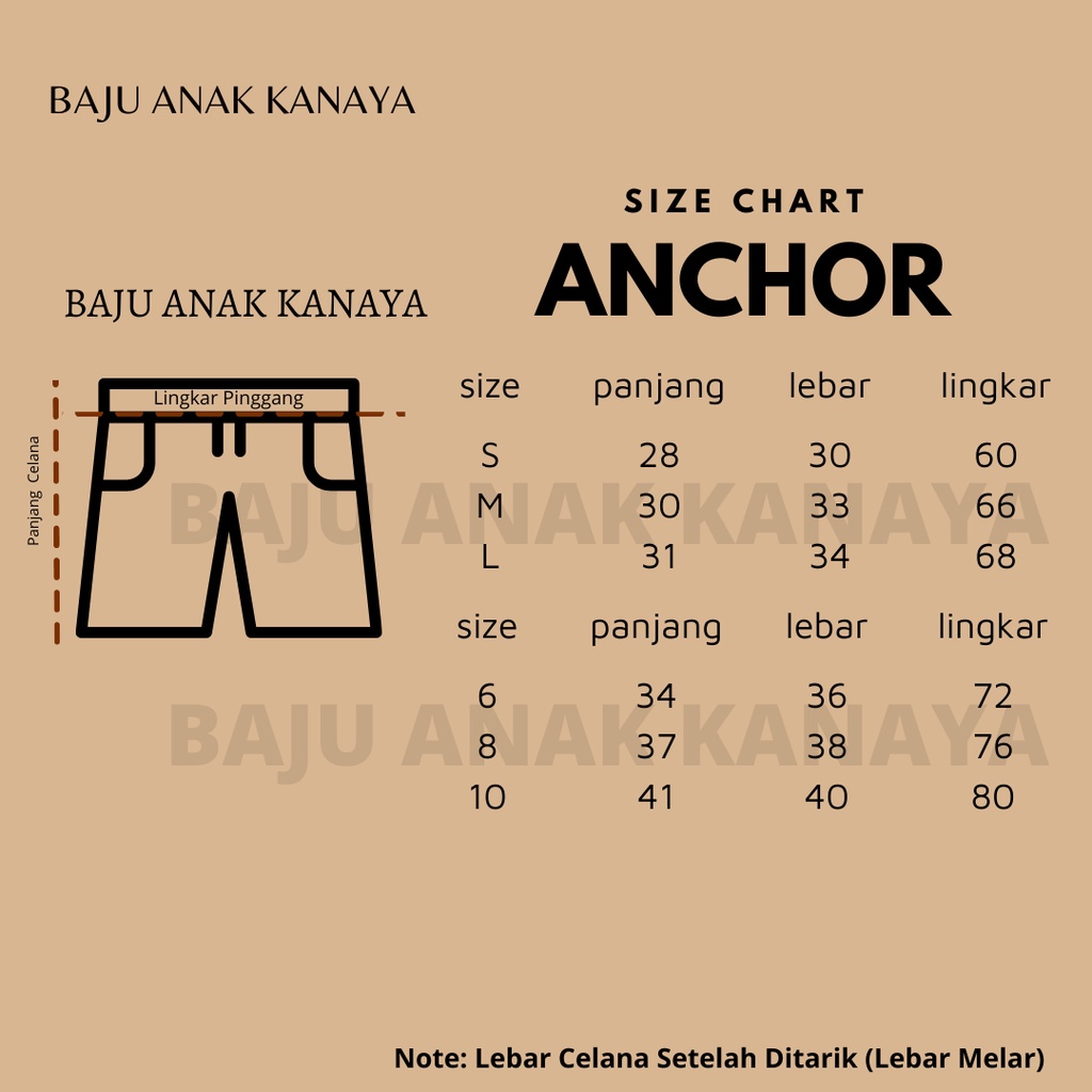 2-10 th ANCHOR PANTS / CELANA ANAK PENDEK JANGKAR ORIGINAL