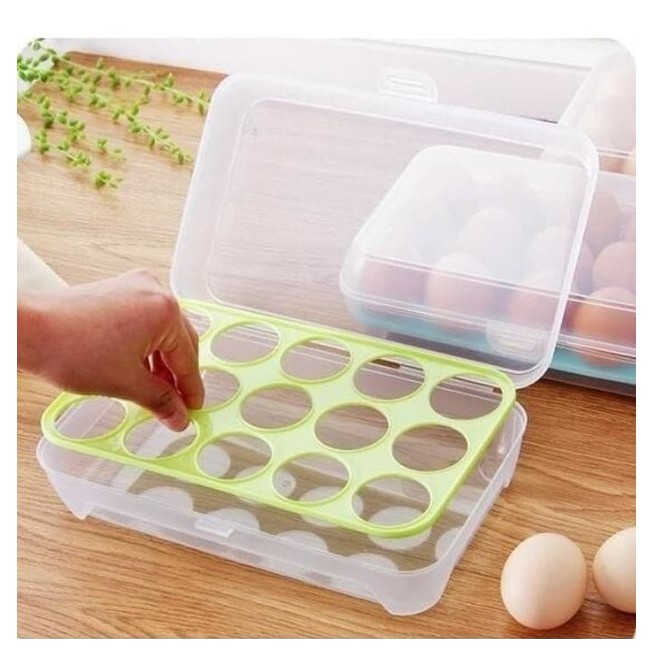 Jual BOX TELUR ISI 15 BUTIR - WADAH PENYIMPANAN TELUR 15 LUBANG SEKAT ...