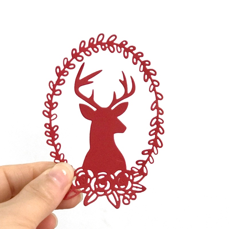 Cetakan Stensil Cutting Dies Motif Rusa Natal Bahan Metal Untuk Scrapbook / Craft DIY / Embossing