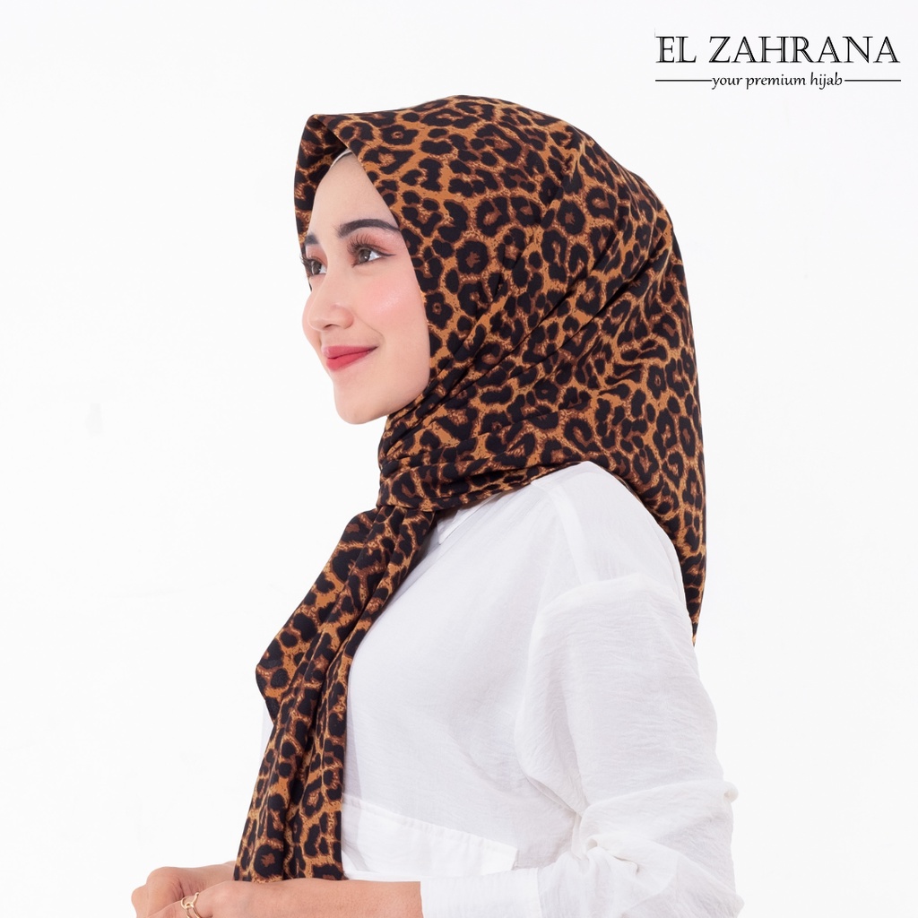 HIJAB LEOPARD SQUARE JILBAB SEGI EMPAT MOTIF MACAN WOLFIS MONALISA by EL ZAHRANA