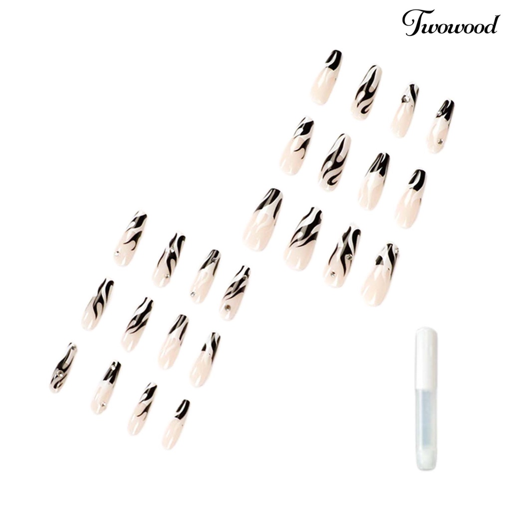 Twowood 24Pcs / Kotak Kuku Palsu Pendek Ringan Seamless 18g Untuk Manicure