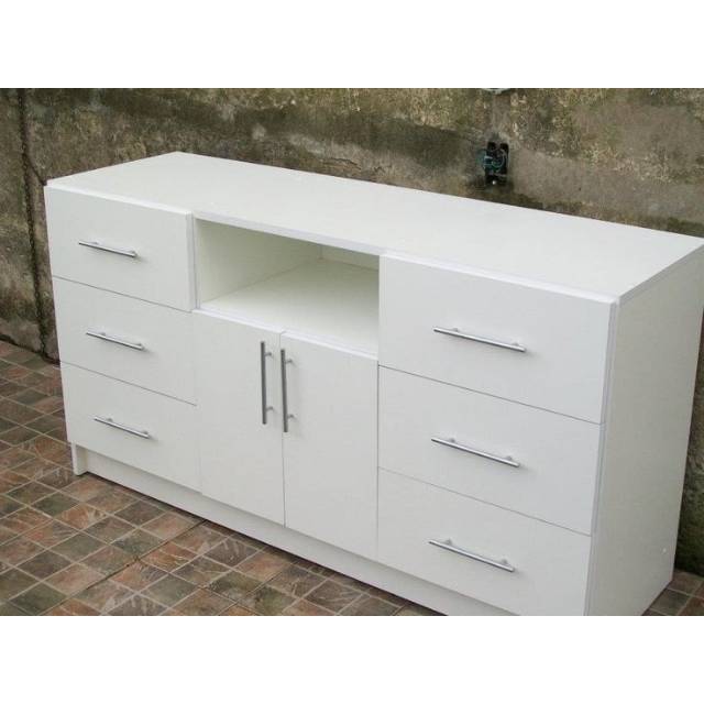 Bufet laci 6 pintu 2 duco putih kayu jati custom