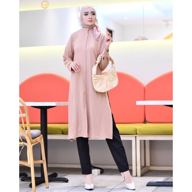 LONG TUNIK POLOS WANITA TUNIK BUSUI SHAKILA PREMIUM M,L,XL