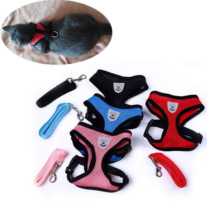 Rompi Harness Bahan Mesh Breathable Dengan Tali Tuntun Untuk Anjing / Kucing