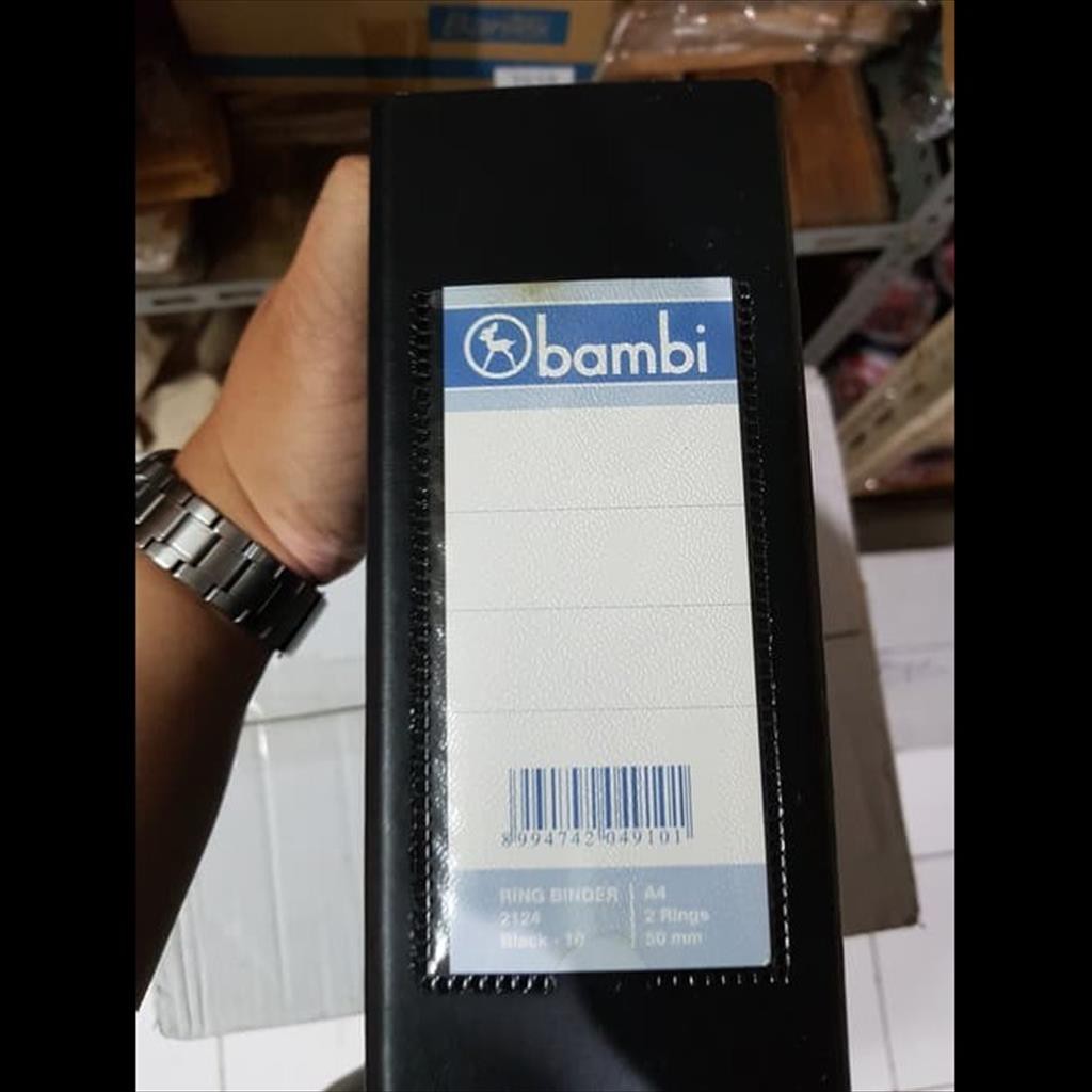 

Bambi Ring Insert Binder 2124 A4 2 Ring 50 mm Black + Kantong Samping