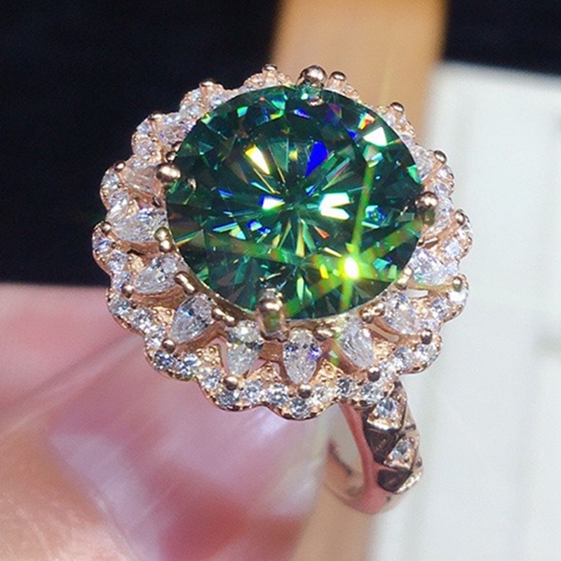 Cincin Cubic Zirconia Warna Hijau Untuk Wanita