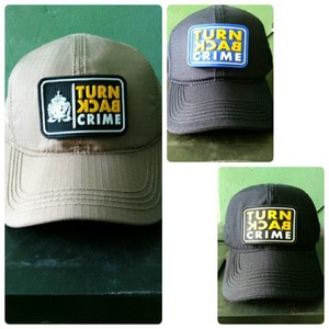 topi rekat polos+patch turn back crime