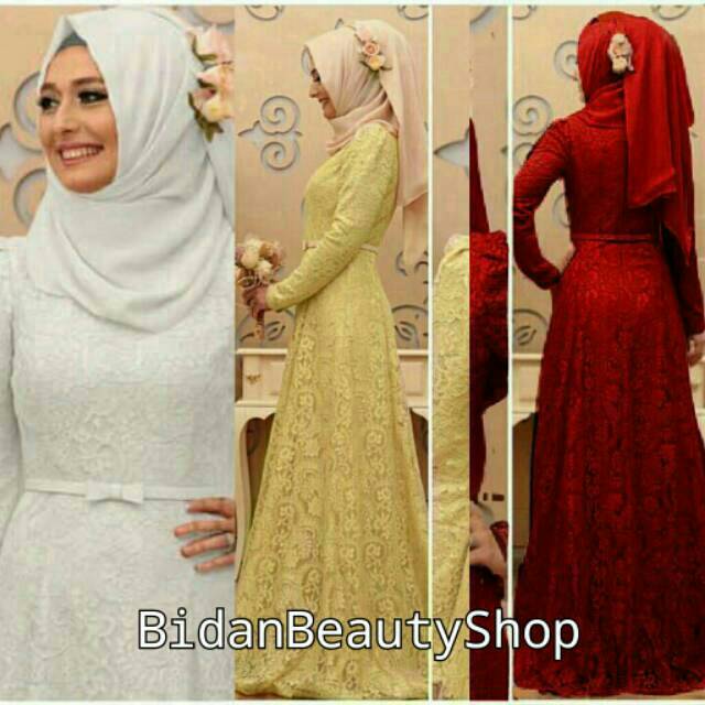 White Black Brukat Hijab Set 2in1 | Dress Gamis Brukat Brokat Putih Gold Maroon | Dress brukat Hitam