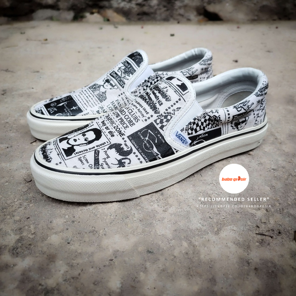 PROMO Sepatu Sneakers Vans Slip On News Media Premium Import Quality, Harga Termurah, Kualitas Terbaik dan Terjamin