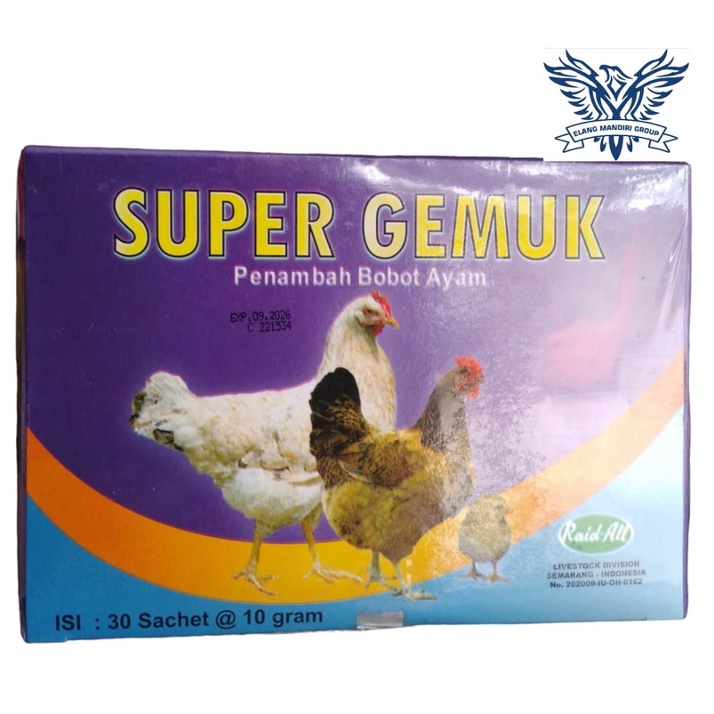 Super Gemuk Ayam 10gr Raid-All Vitamin Penggemuk Ayam, Penambah Bobot Ayam