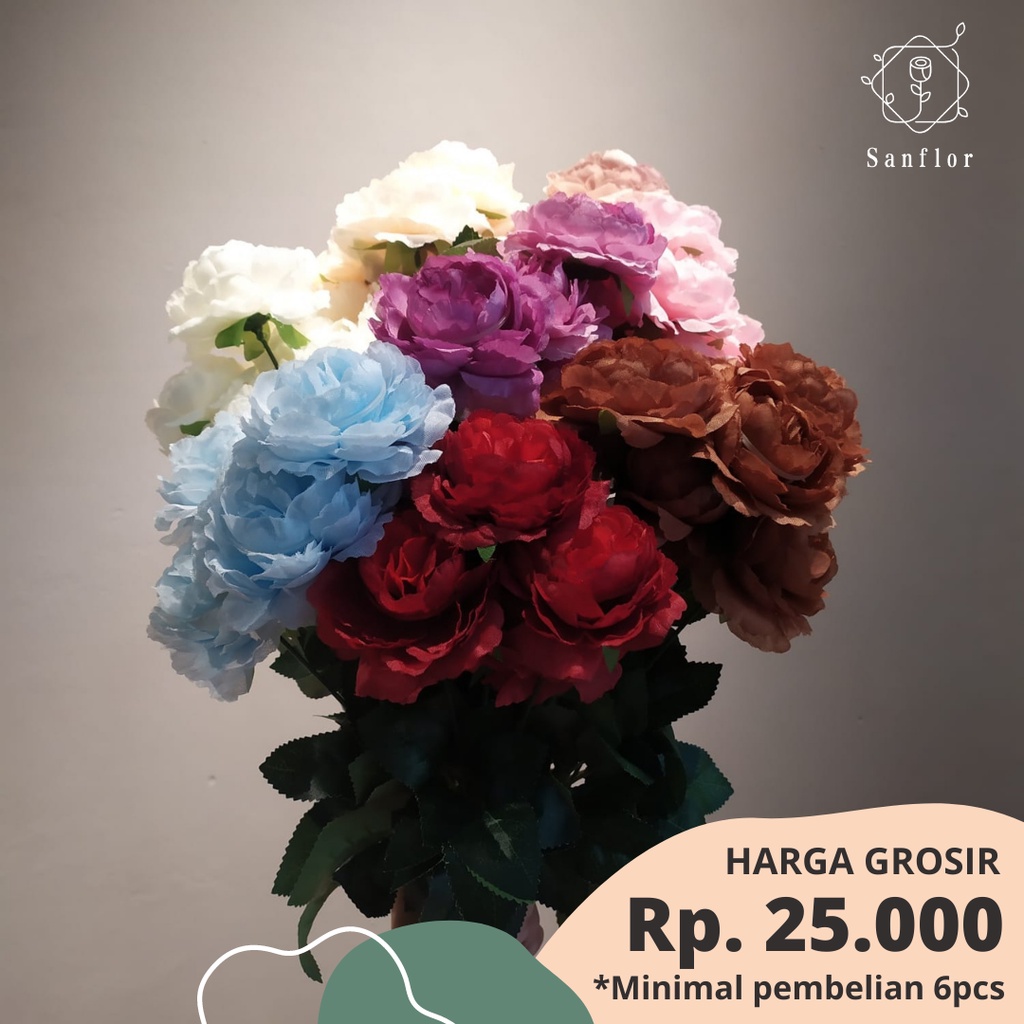 Bunga Peony 7cabang/Bunga Peony mini /Bunga peony Palsu/Bunga peony artificial