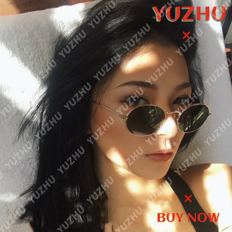 (YUZHU) RB GAYA Classical RB Small Oval Kacamata Hitam Wanita/Pria Sunglasses Anti UV400