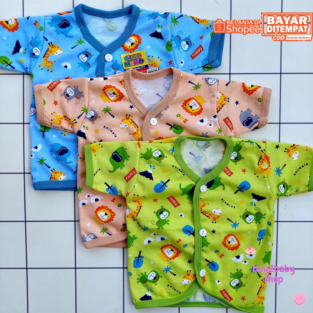 Piyama pendek bayi Cico Miko Happy Jungle Series 0-6 Bulan 3 PCS