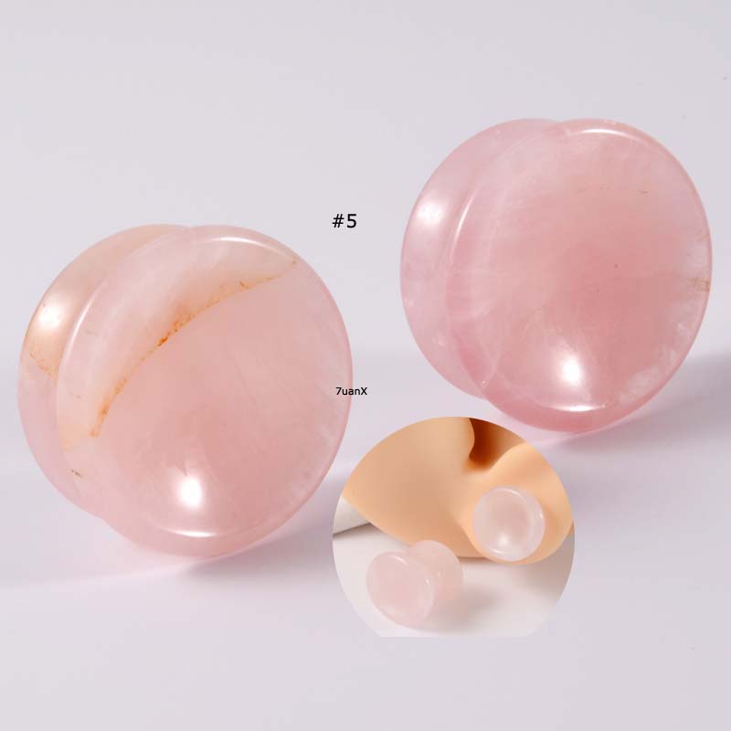 2pcs Anting Tindik Bahan Batu Alam Bentuk Bulat Ukuran 6-25mm