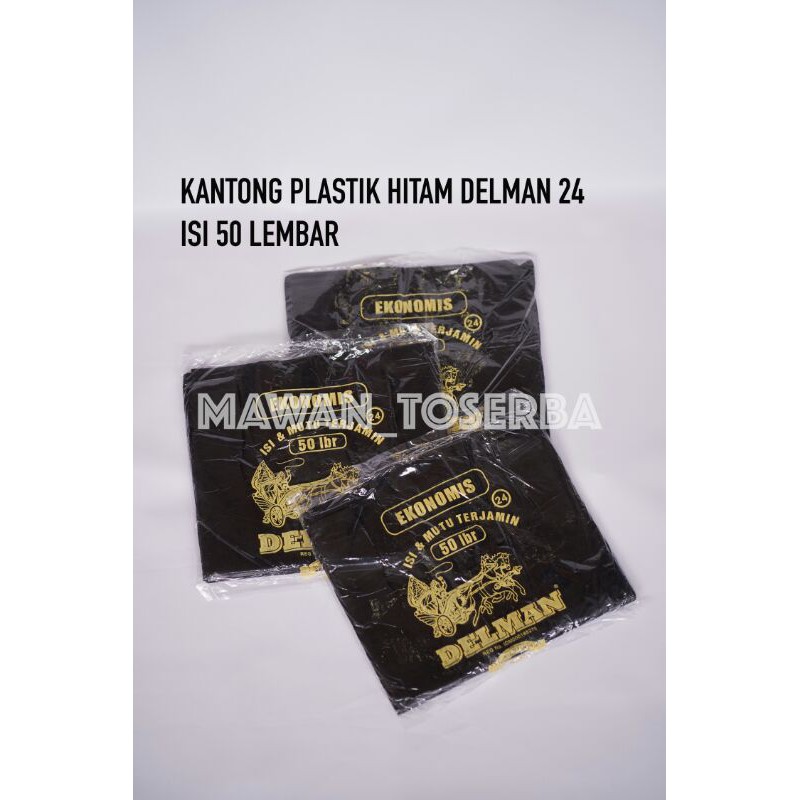 Kantong plastik kresek hitam HD ukuran 24 isi 50 lembar Delman / Kantong kresek Ekonomis Hitam