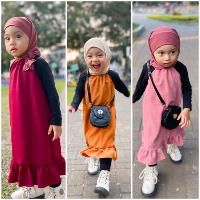 CANTIKA-Dress anak perempuan| Dress baju anak perempuan | Dress baju bayi 6 bulan-7 Tahun perempuan balita cewek Baju anak setelan bahan Crinkle