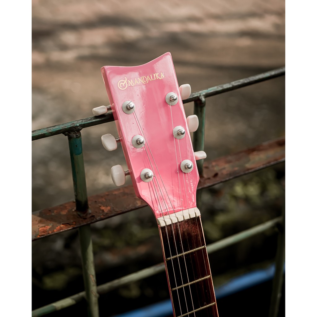 [PAKET KOMPLIT] Gitar Akustik Pemula PASTEL PINK Series Full Set