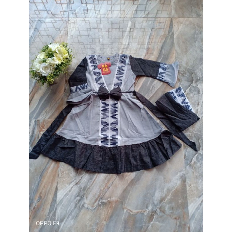 Gamis Anak KEKE size 2 GM SR 181907 Abu hitam