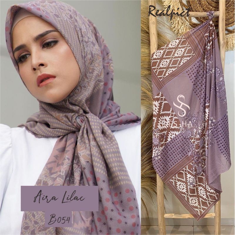 HIJAB DENAY KW VOAL PREMIUM SEGI EMPAT MOTIF TERLARIS AIRA LILAC