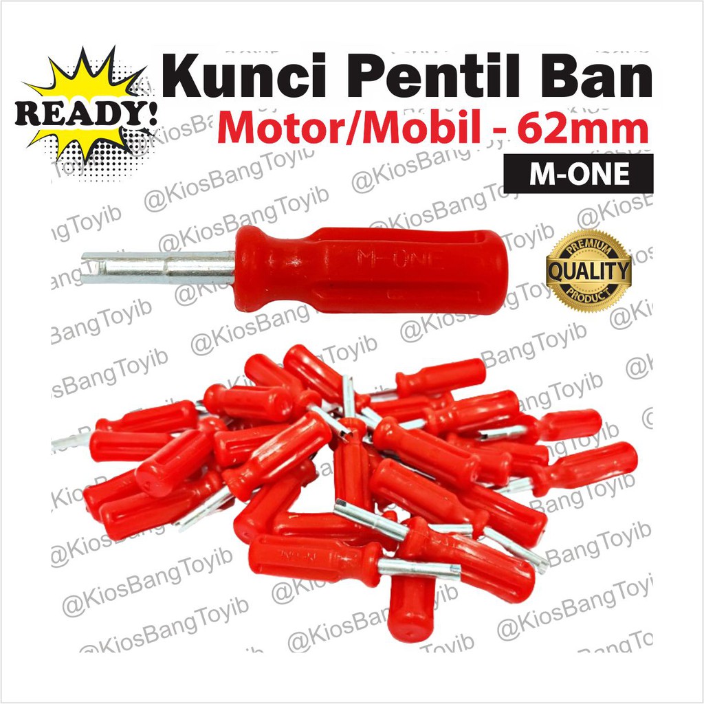 Kunci Obeng Pembuka Pentil Ban Pendek Sepeda Motor Mobil 62 mm Merah (1pc)