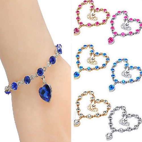 Hu Hu Hu Hu Hu Alat Bantu Pasang Kacamata♡ Gelang Rantai Dengan Charm Hati Aksen Berlian Imitasi Untuk Wanita