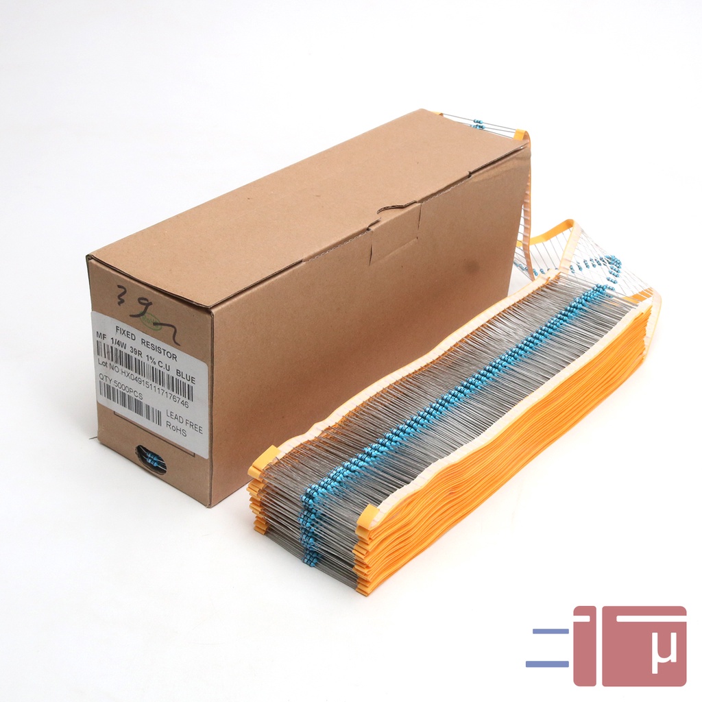 x10 Resistor 39R 39 Ohm 1/4W Metal Film 1% Taiwan Kaki Tembaga