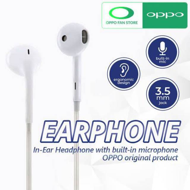 EARPHONE OPPO / HEADSET OPPO ORIGINAL 100% ASLI COPOTAN / BAWAAN HP