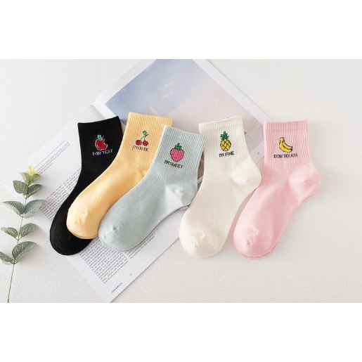 DF KK222 Kaos Kaki Motif Buah Cute Kaos kaki Pendek Socks Fruit Fashion Wanita Korea Import