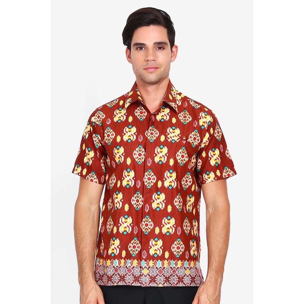 NEW JN SEMATA WAYANG - KEMEJA BATIK PRIA COKLAT