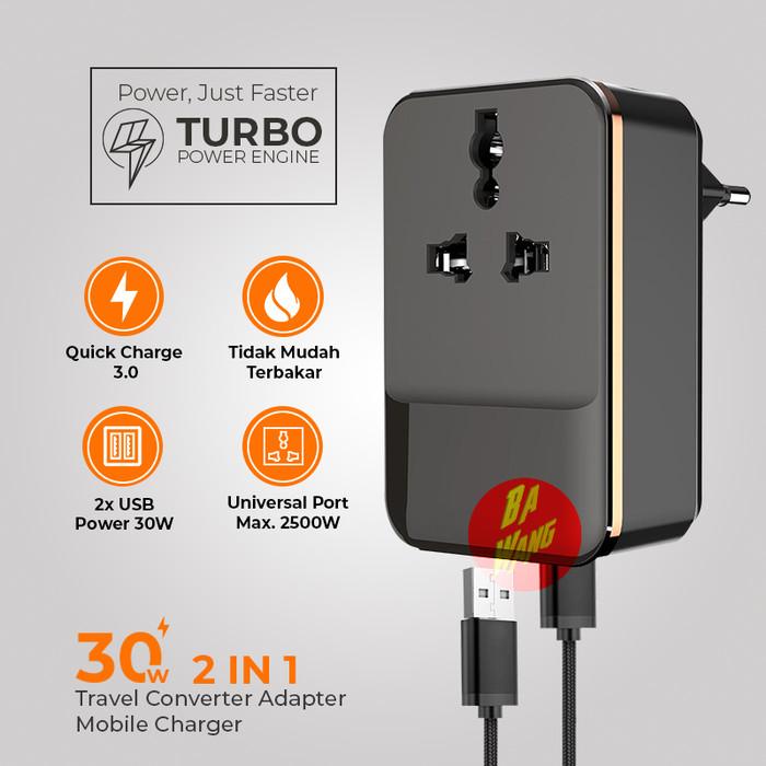 Universal Travel Adapter Fast Charger Charging Dual 2 Usb Qc 3.0 18W