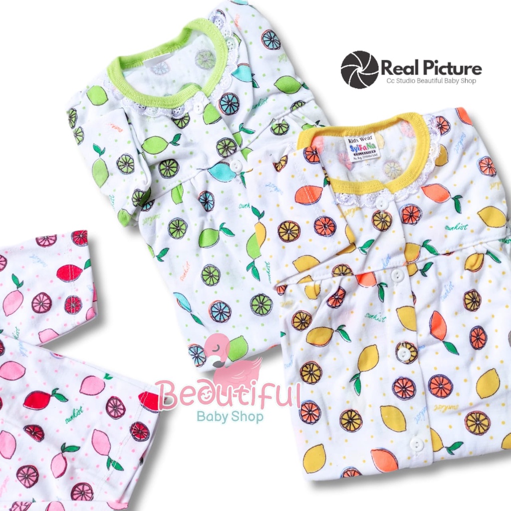 Baby.ou - Setelan Baju Bayi Perempuan Tangan Panjang Celana Panjang Motif Sunkist / Setelan Piyama Bayi Perempuan / Baju Bayi Panjang Perempuan / Baju Tidur Bayi Merk Syifana