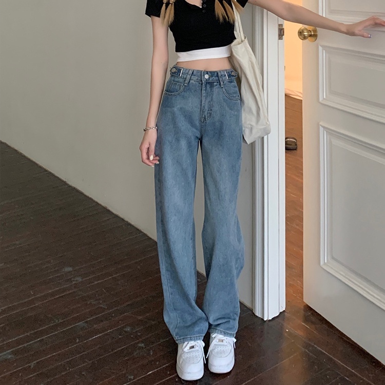 Celana Panjang Jeans Wanita Kekinian High Waist Celana Kulot Jeans Boyfriend Denim Pants Korean Style