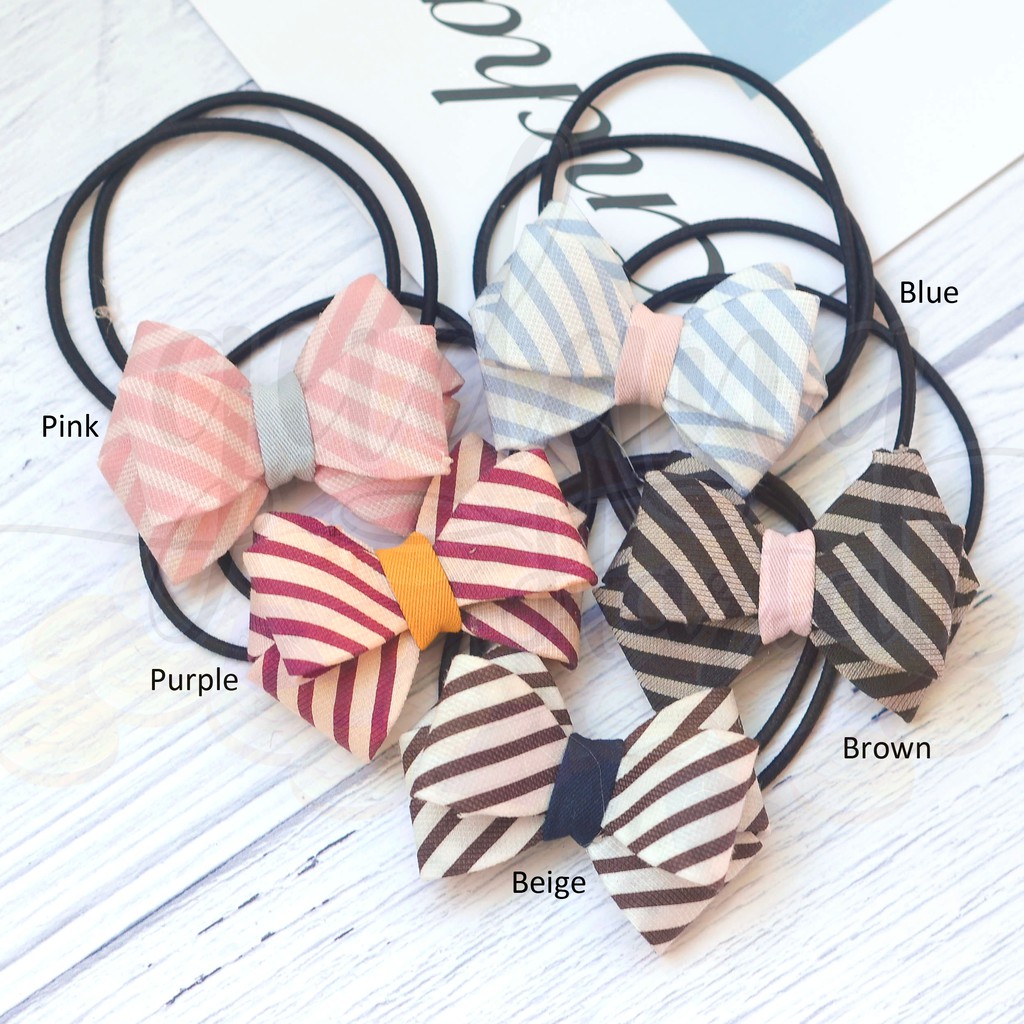 Ikat Rambut Stripped Ribbon Simple Cantik Unik GH 201409