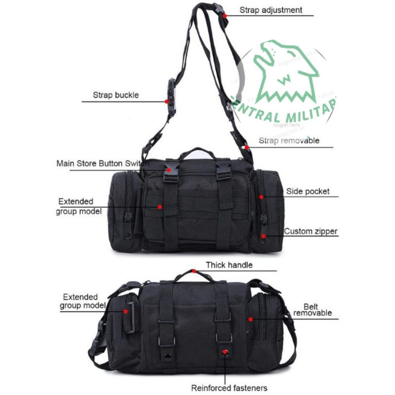 TAS SELEMPANG HITAM - TAS SAMPING - TAS TACTICAL