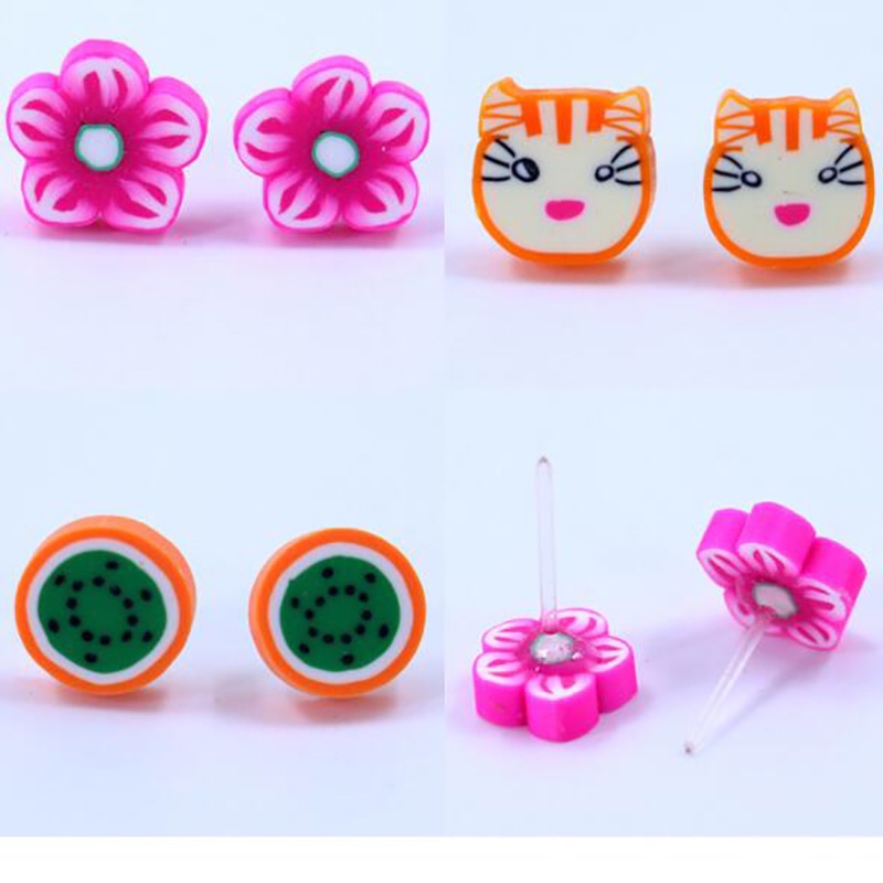 (Full Jy) 36 Pasang / Set Anting Tusuk Desain Kartun Buah Handmade Untuk Anak Perempuan