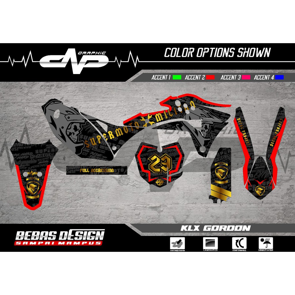 Decal Stiker KLX GORDON SUPERMOTO MILITAN