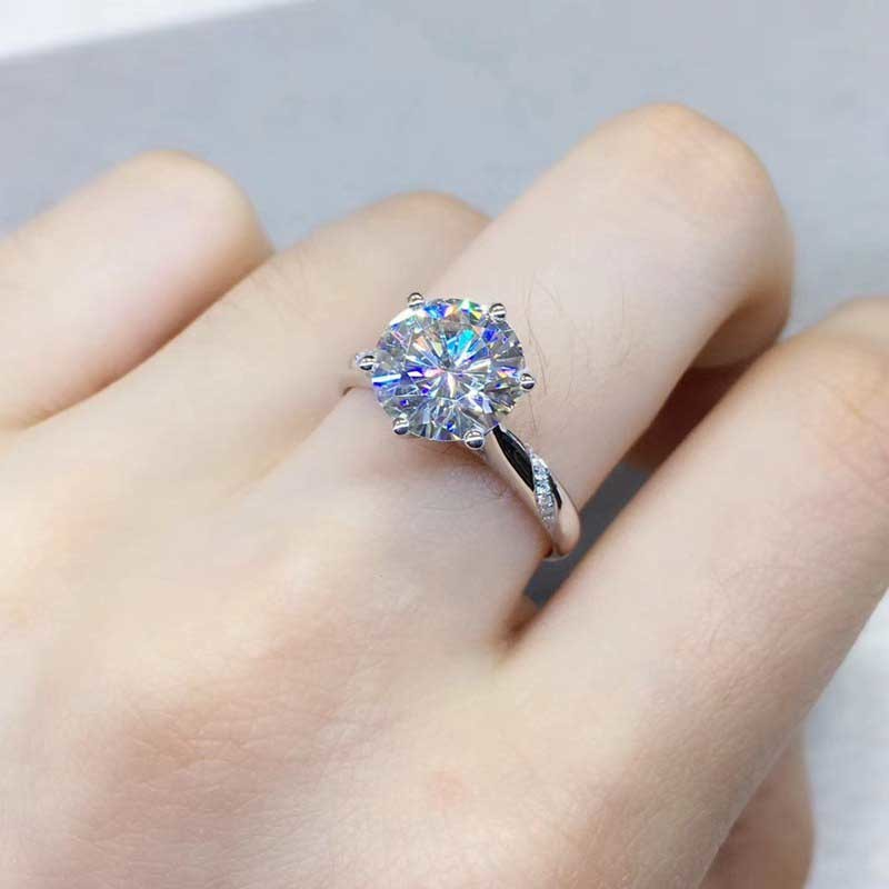 S925 Sterling Perak Cincin Kristal Berlian Fashion Wanita Pertunangan Pernikahan Rings