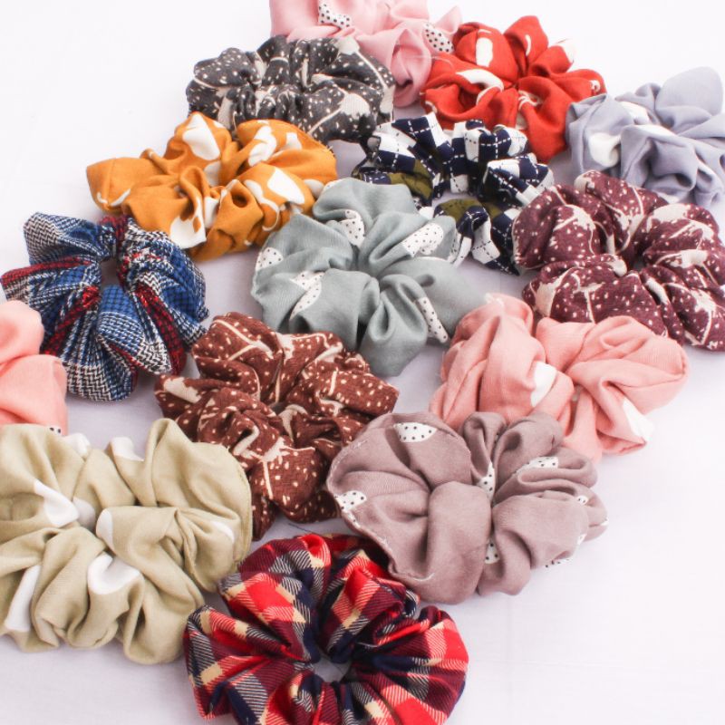 IKAT RAMBUT KOREA SCRUNCHIE HAIRBAND AKSESORIS RAMBUT WANITA FULL KARET