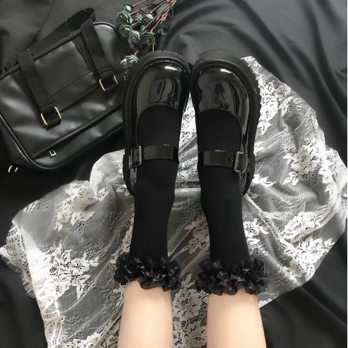 LS-22 Kaos Kaki PITA SERUT TEBAL SEBETIS Stoking Renda Lolita Cute Gothic Cosplay