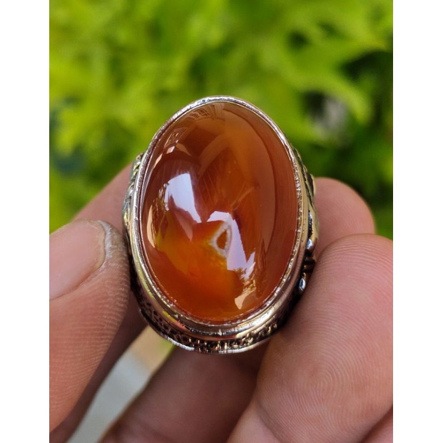 Cincin Batu Akik RED ORANGE RAFLESIA COMBONG ALAM Asli batu alam bukn sinteyis dyed bukn kecubung sa