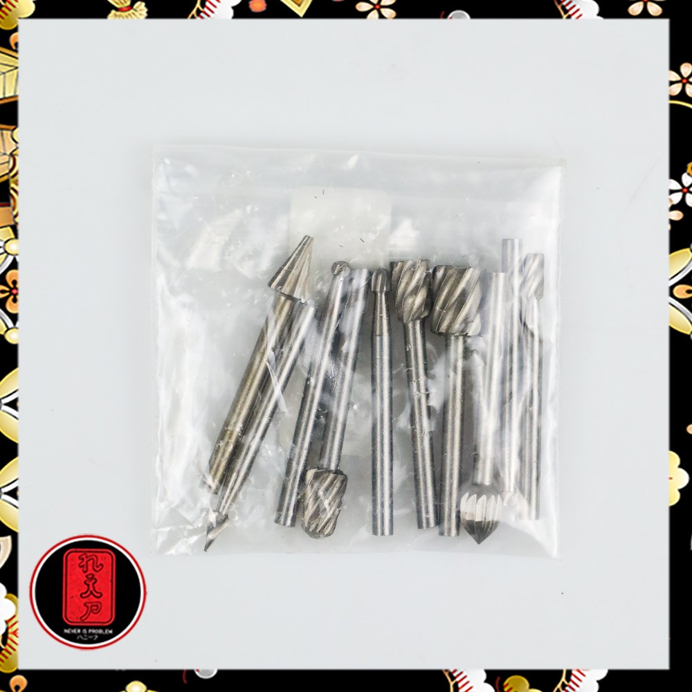 Mata Bor Tungsten Carbide Cone Spiral 10 PCS - GJ0106 - Silver