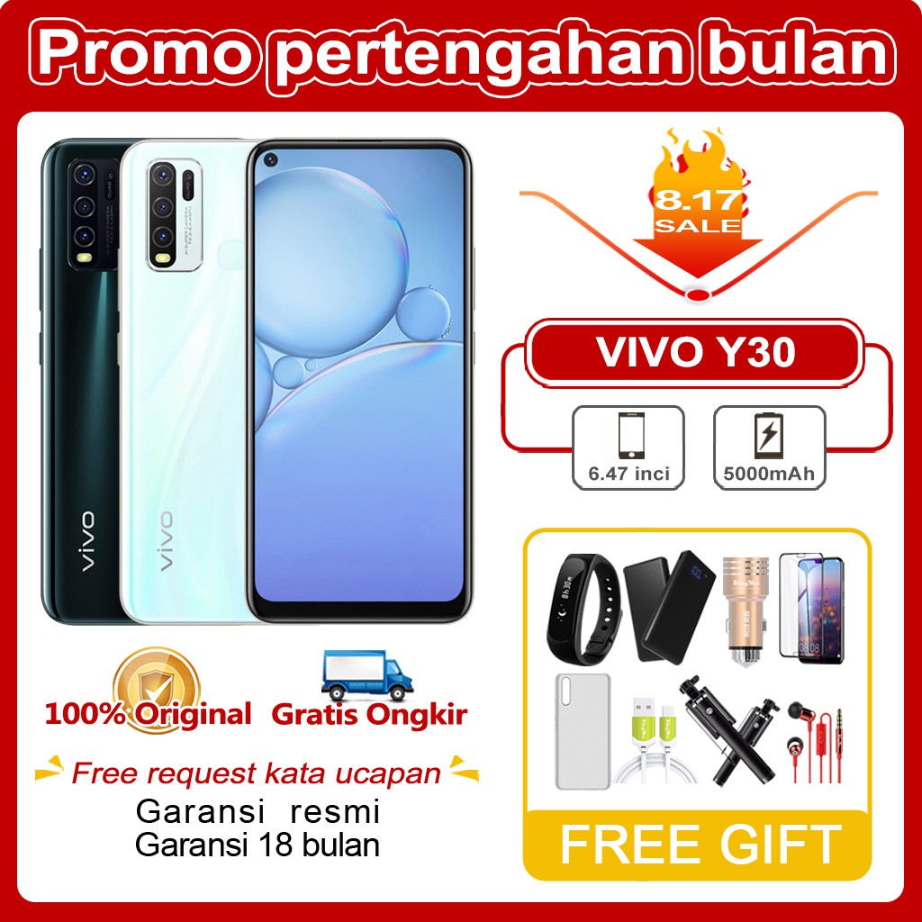 Vivo Y30 ram 4gb 128gb 5000mAh GARANSI RESMI VIVO