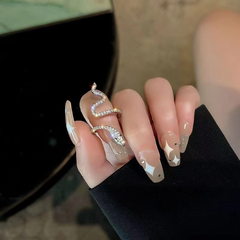 IFYOU Cincin Silver Bentuk Ular Hias Berlian Gaya Retro Vintage Untuk Wanita